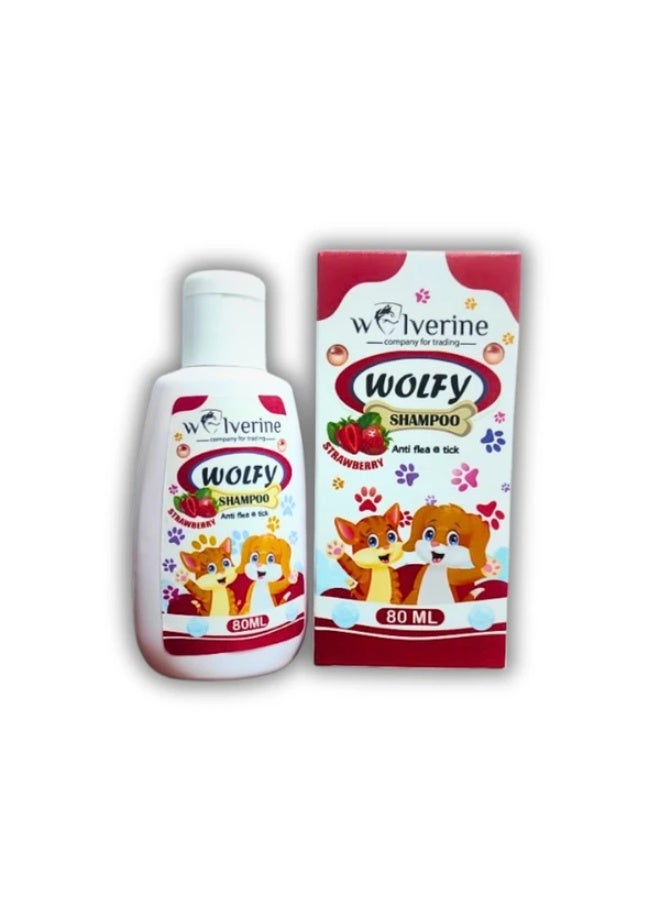 وولفرين وولفي شامبو مضاد للبراغيث والقراد برائحة الفراولة  80 مل